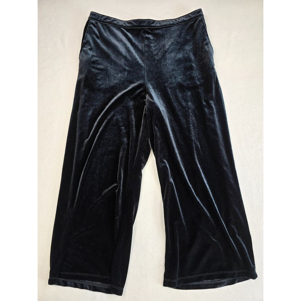 Abercrombie & Fitch Womens Black Velvet Wide Leg Cropped Pants Large